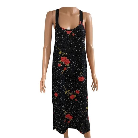 Volcom Polka Dot Rose Floral Midi Dress Sz S - Picture 2 of 15